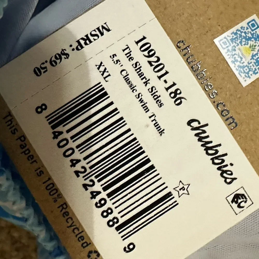 NWT Chubbies Blue Shark Print Swim Shorts -The Shark Sides